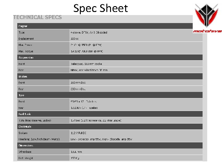 Spec Sheet 