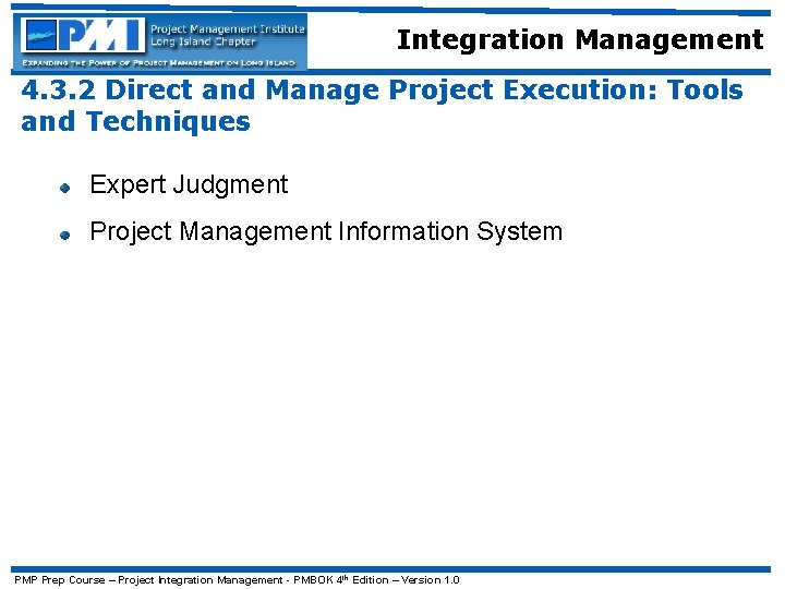 Integration Management 4. 3. 2 Direct and Manage Project Execution: Tools and Techniques Expert