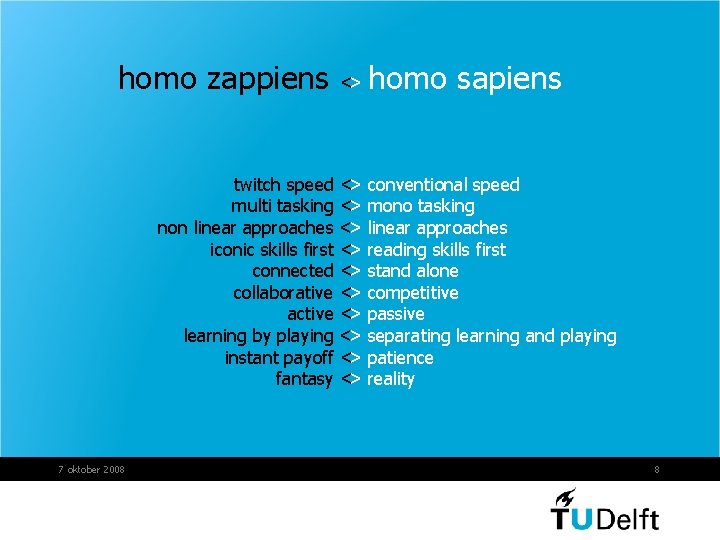 homo zappiens <> homo sapiens twitch speed multi tasking non linear approaches iconic skills