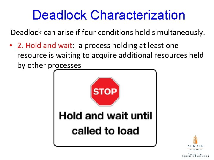 Deadlock Characterization Deadlock can arise if four conditions hold simultaneously. • 2. Hold and