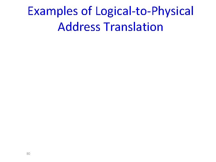 Examples of Logical-to-Physical Address Translation 80 