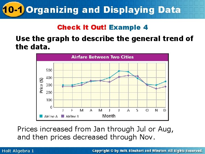 10 -1 Organizing and Displaying Data Check It Out! Example 4 Use the graph
