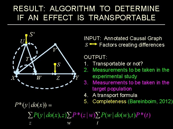 RESULT: ALGORITHM TO DETERMINE IF AN EFFECT IS TRANSPORTABLE U V T X S