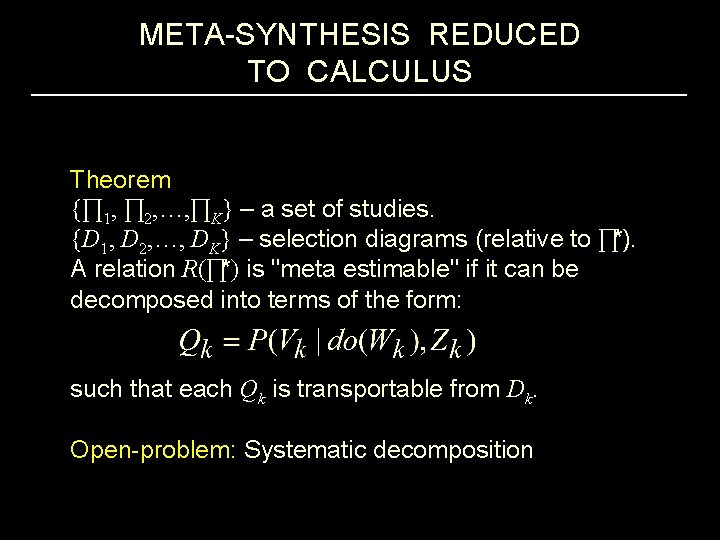 META-SYNTHESIS REDUCED TO CALCULUS Theorem {∏ 1, ∏ 2, …, ∏K} – a set