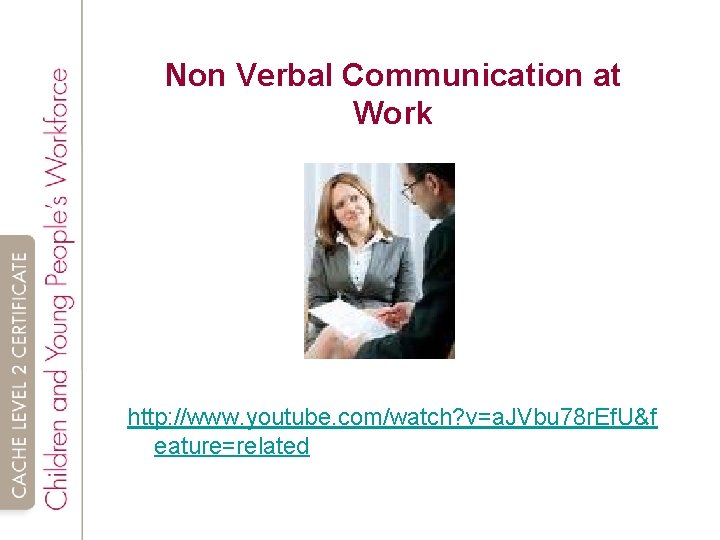 Non Verbal Communication at Work http: //www. youtube. com/watch? v=a. JVbu 78 r. Ef.