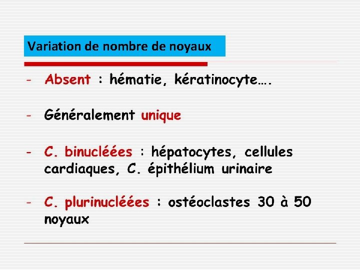 Variation de nombre de noyaux 
