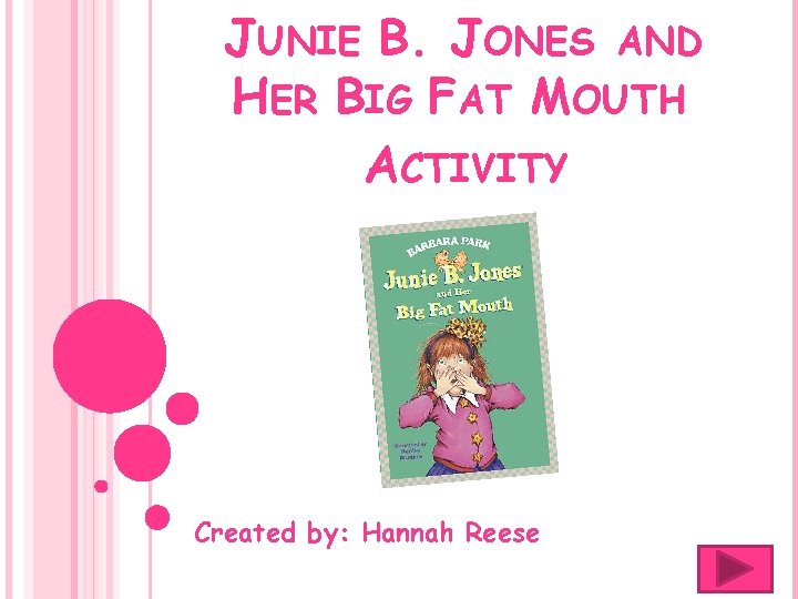 JUNIE B. JONES AND HER BIG FAT MOUTH ACTIVITY Created by: Hannah Reese 