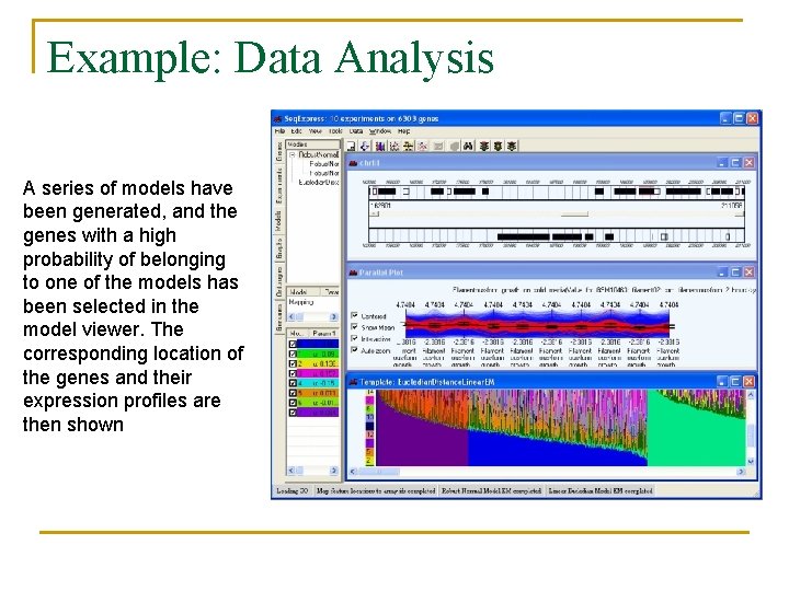 Example: Data Analysis A series of models have been generated, and the genes with