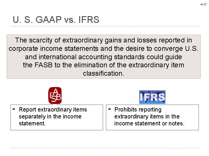 4 -17 U. S. GAAP vs. IFRS The scarcity of extraordinary gains and losses