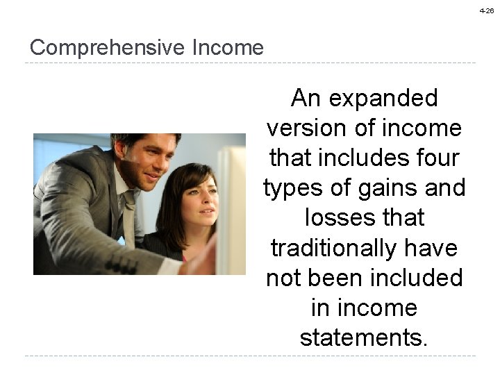 4 -26 Comprehensive Income An expanded version of income that includes four types of