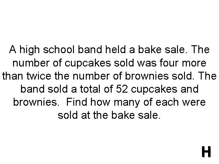 A high school band held a bake sale. The number of cupcakes sold was