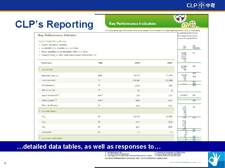 CLP’s Reporting …detailed data tables, as well as responses to… 9 