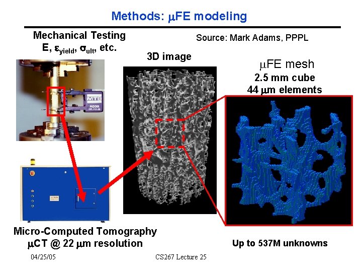 Methods: FE modeling Mechanical Testing E, yield, ult, etc. Source: Mark Adams, PPPL 3