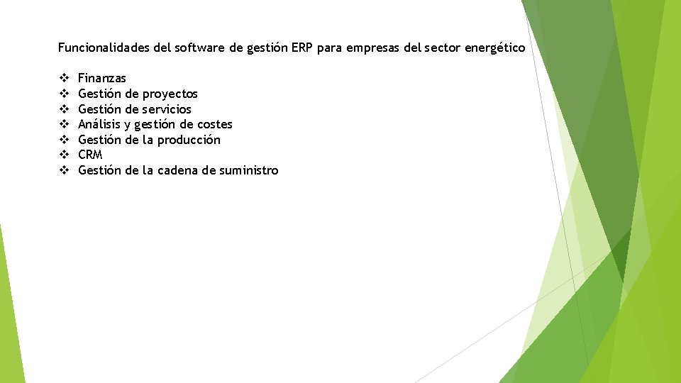 Funcionalidades del software de gestión ERP para empresas del sector energético v v v