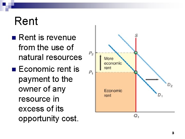 Rent is revenue from the use of natural resources n Economic rent is payment