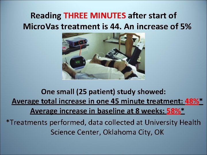 Reading THREE MINUTES after start of Micro. Vas treatment is 44. An increase of Reading THREE MINUTES after start of Micro. Vas treatment is 44. An increase of