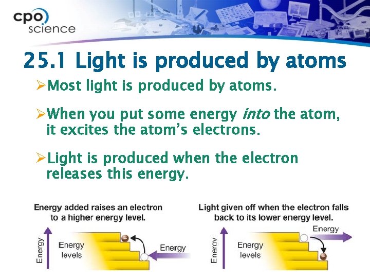 25. 1 Light is produced by atoms ØMost light is produced by atoms. ØWhen