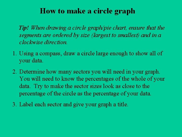 Unit 9 Lesson 2 A circle graphpie chart