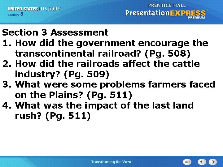 Chapter Section 3 25 Section 1 Section 3 Assessment 1. How did the government