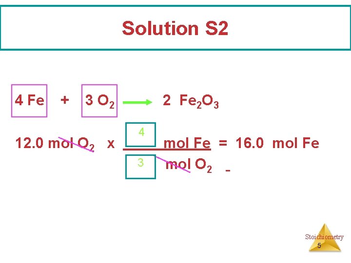 Solution S 2 4 Fe + 3 O 2 12. 0 mol O 2