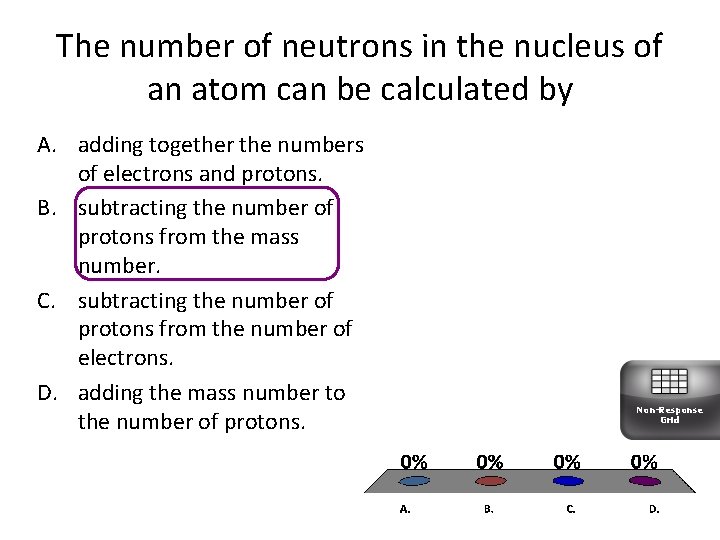 The number of neutrons in the nucleus of an atom can be calculated by