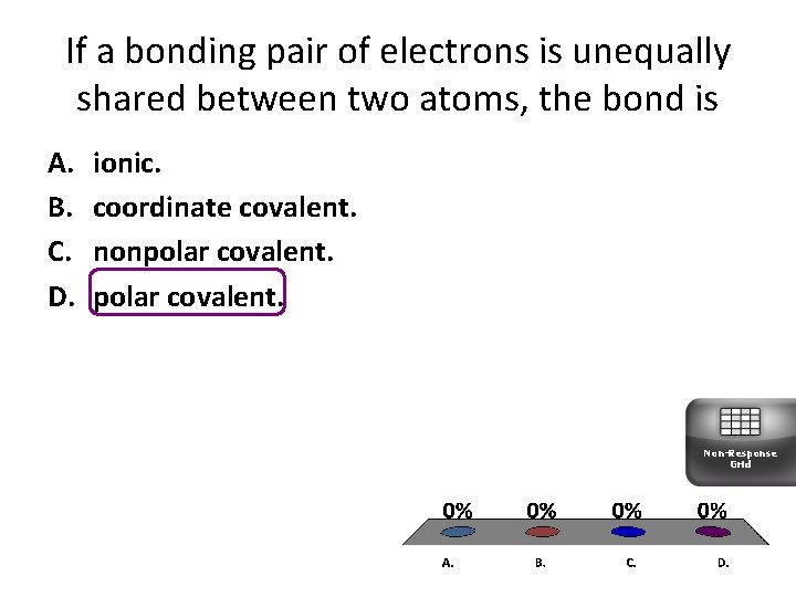 If a bonding pair of electrons is unequally shared between two atoms, the bond