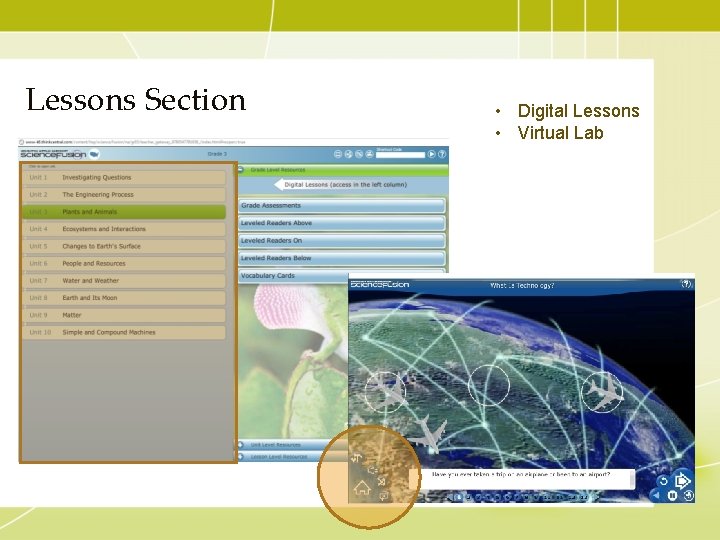 Lessons Section • Digital Lessons • Virtual Lab 
