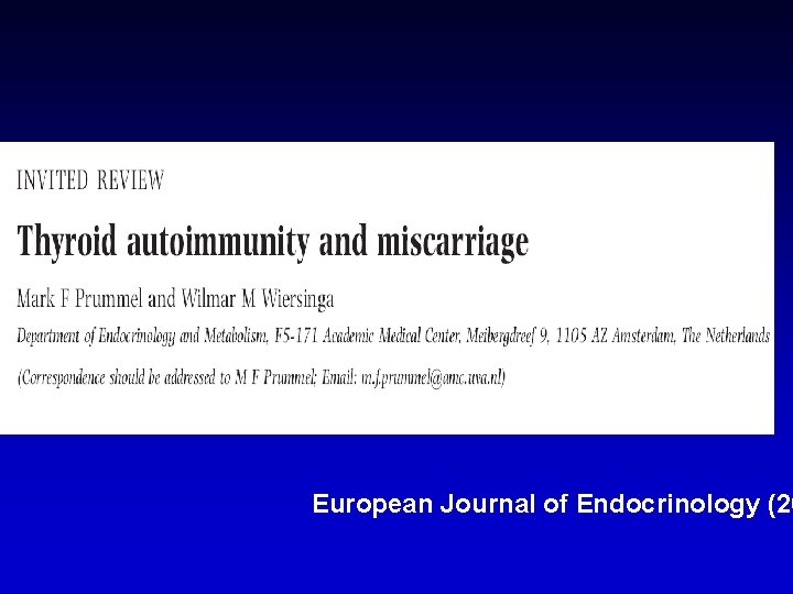 European Journal of Endocrinology (20 