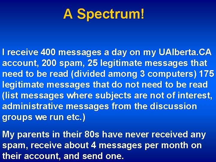 A Spectrum! I receive 400 messages a day on my UAlberta. CA account, 200