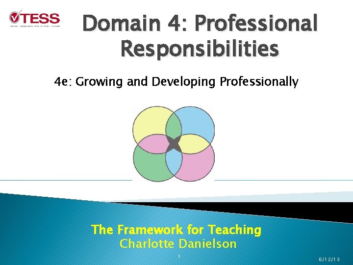 Domain 4: Professional Responsibilities 4 e: Growing and Developing Professionally The Framework for Teaching