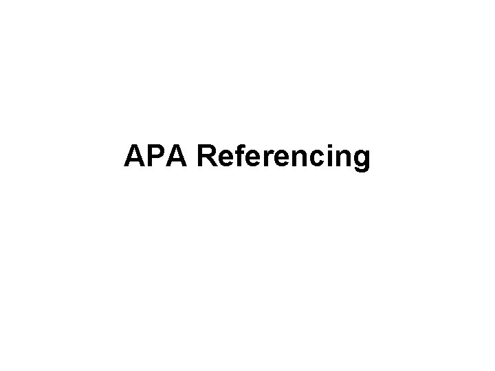 APA Referencing 