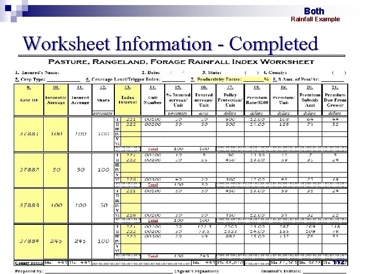 Both Rainfall Example Worksheet Information - Completed 112 