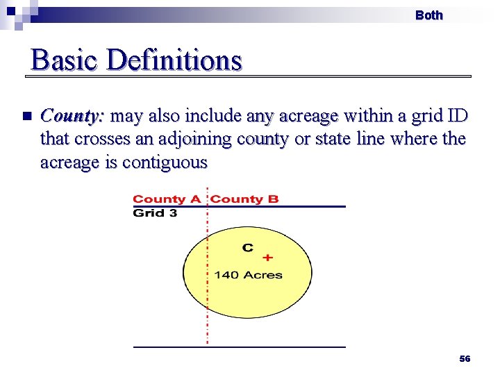 Both Basic Definitions n County: may also include any acreage within a grid ID