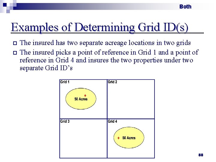 Both Examples of Determining Grid ID(s) The insured has two separate acreage locations in