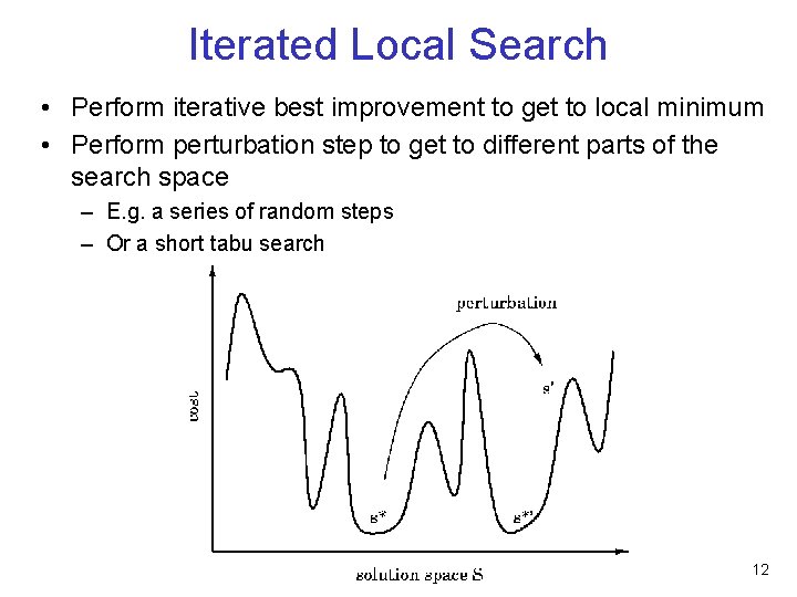Iterated Local Search • Perform iterative best improvement to get to local minimum •
