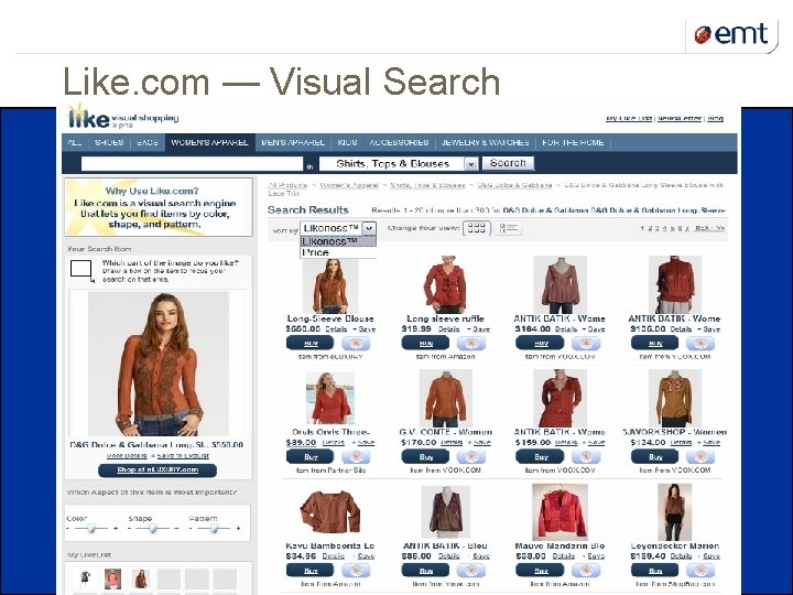 15 kuupäev ja presentatsiooni pealkiri Like. com — Visual Search 