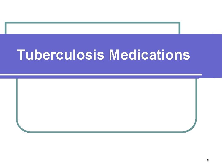 Tuberculosis Medications 1 