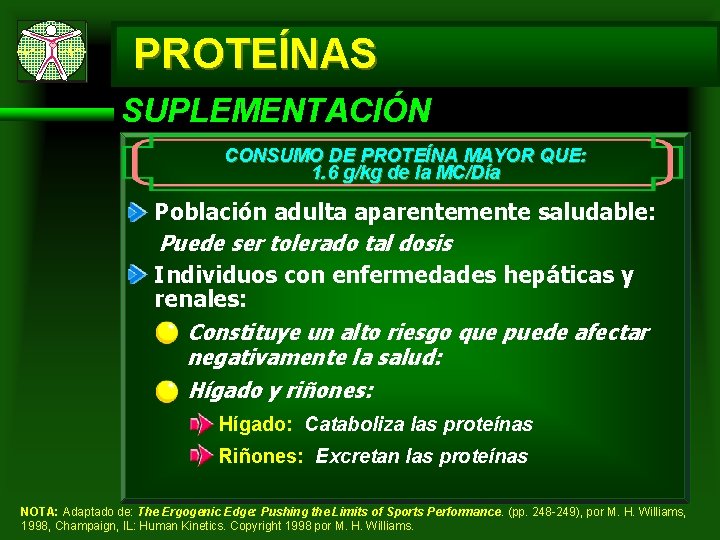 PROTEÍNAS SUPLEMENTACIÓN CONSUMO DE PROTEÍNA MAYOR QUE: 1. 6 g/kg de la MC/Día Población