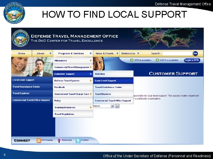 Defense Travel Management Office HOW TO FIND LOCAL SUPPORT 8 Office of the Under