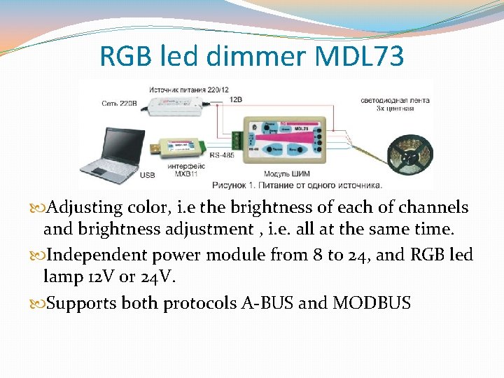 RGB led dimmer MDL 73 Adjusting color, i. e the brightness of each of