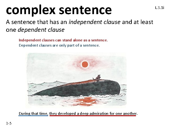 complex sentence A sentence that has an independent clause and at least one dependent complex sentence A sentence that has an independent clause and at least one dependent