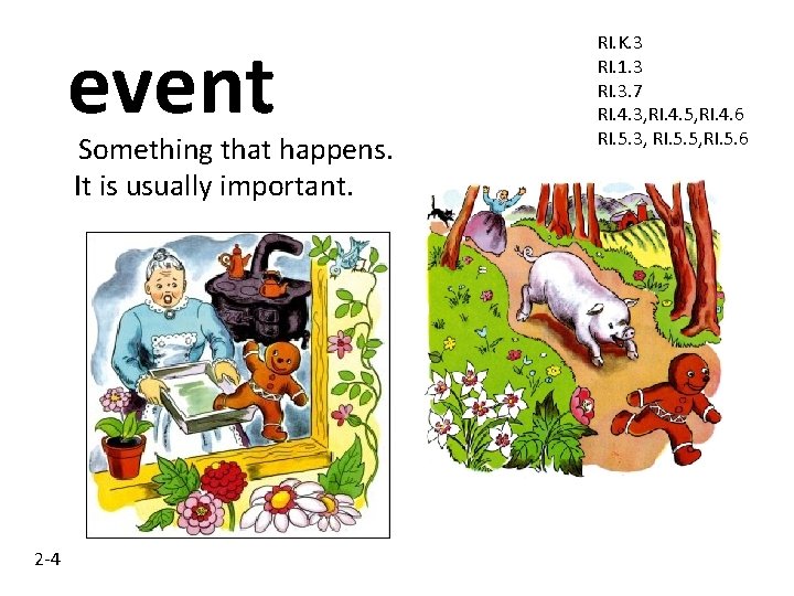event Something that happens. It is usually important. 2 -4 RI. K. 3 RI. event Something that happens. It is usually important. 2 -4 RI. K. 3 RI.