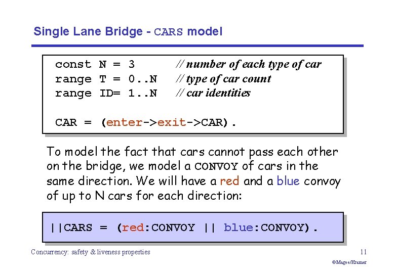 Single Lane Bridge - CARS model const N = 3 range T = 0.