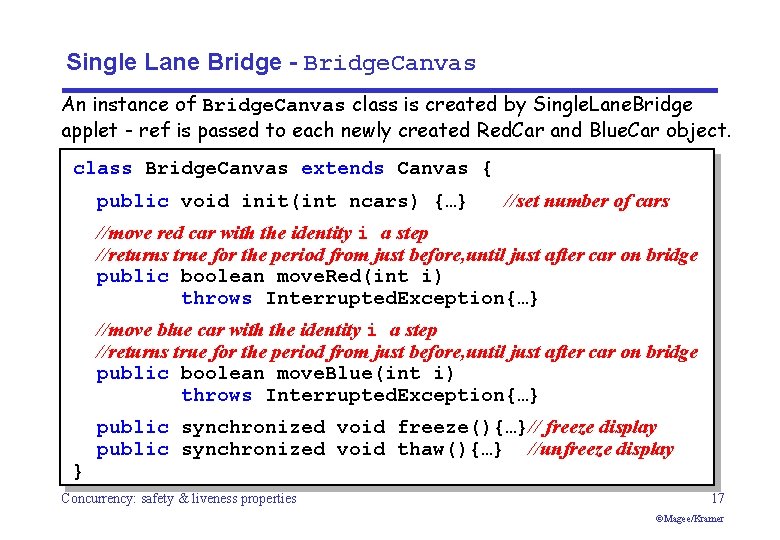 Single Lane Bridge - Bridge. Canvas An instance of Bridge. Canvas class is created