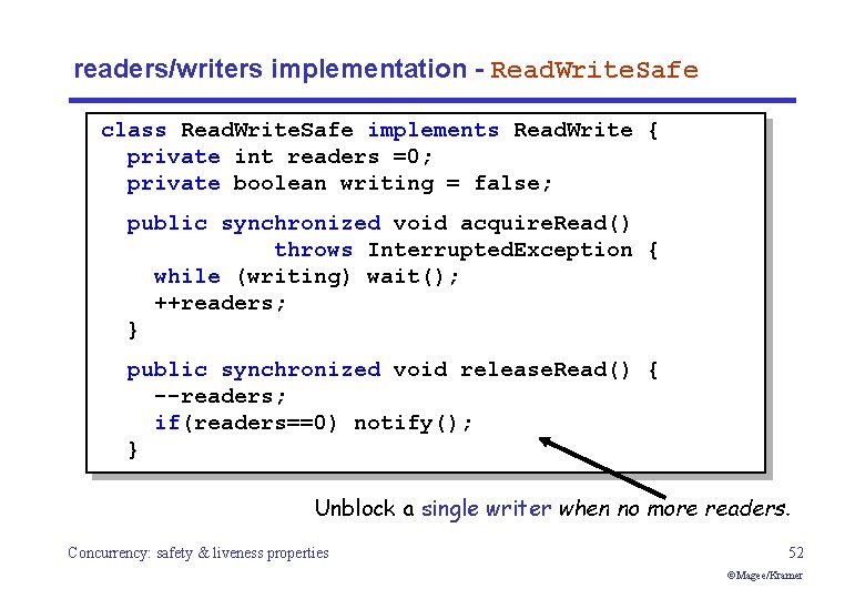 readers/writers implementation - Read. Write. Safe class Read. Write. Safe implements Read. Write {