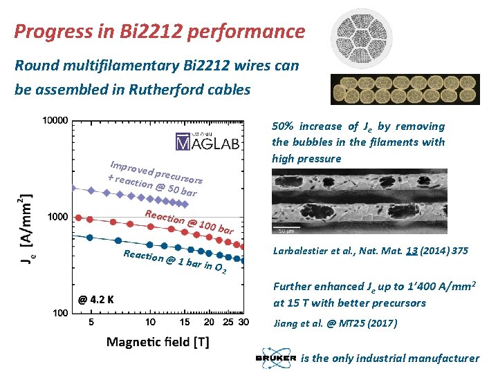 Progress in Bi 2212 performance Round multifilamentary Bi 2212 wires can be assembled in