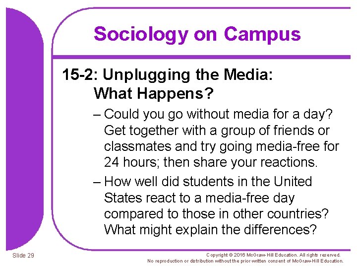 Sociology on Campus 15 -2: Unplugging the Media: What Happens? – Could you go