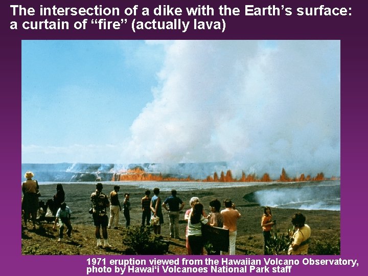 The intersection of a dike with the Earth’s surface: a curtain of “fire” (actually
