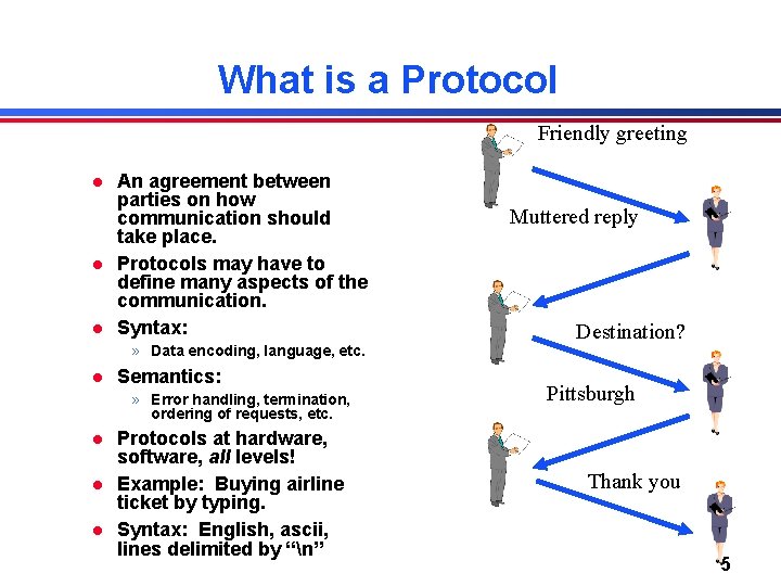 What is a Protocol Friendly greeting l l l An agreement between parties on