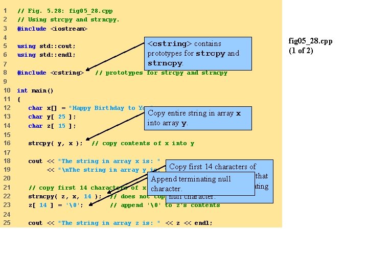 1 2 3 // Fig. 5. 28: fig 05_28. cpp // Using strcpy and